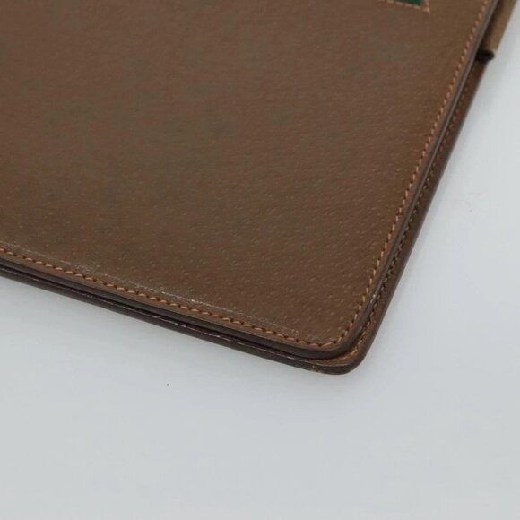 GUCCI Web Sherry Line Day Planner Cover Leather Red Brown Green Auth - Picture 7 of 16